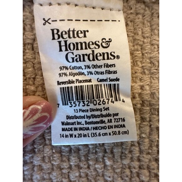 4 Better Homes & Gardens Camel Suede fringe Reversible Placemats Table Top Decor - Picture 2 of 12